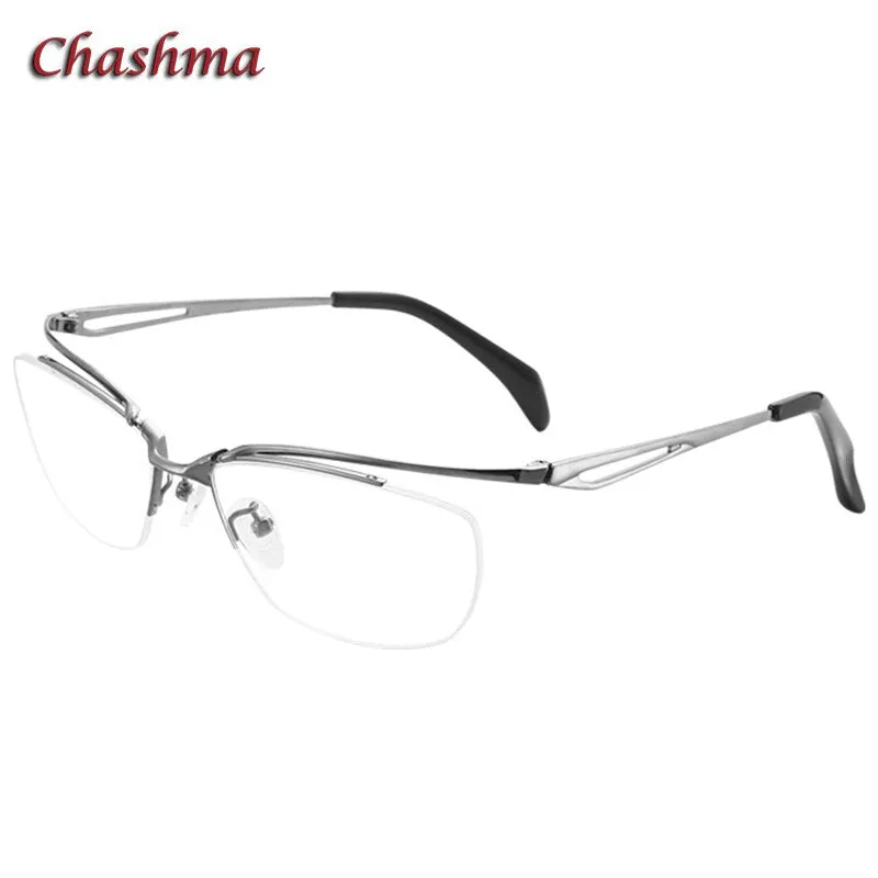 Chashma Ochki Men's Semi Rim Square Titanium Eyeglasses 015