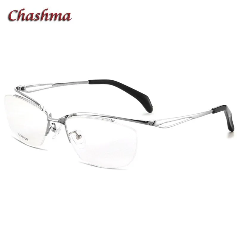 Chashma Ochki Men's Semi Rim Square Titanium Eyeglasses 015