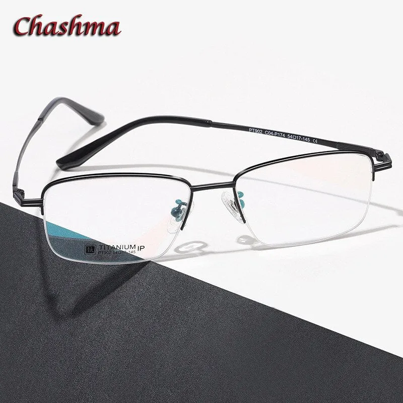 Chashma Ochki Men's Semi Rim Square Titanium Eyeglasses 902