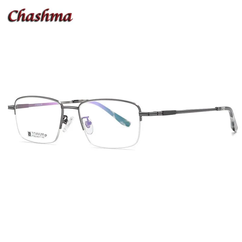 Chashma Ochki Men's Semi Rim Square Titanium Eyeglasses 902