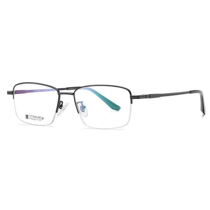 Chashma Ochki Men's Semi Rim Square Titanium Eyeglasses 902