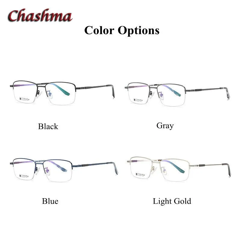 Chashma Ochki Men's Semi Rim Square Titanium Eyeglasses 902