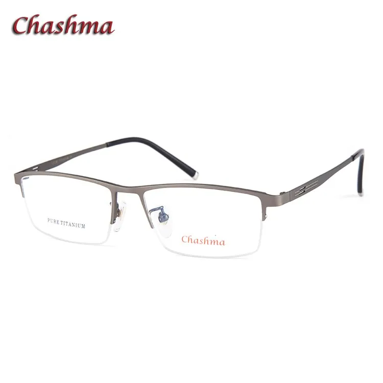 Chashma Ochki Men's Semi Rim Square Titanium Plated Eyeglasses 9912