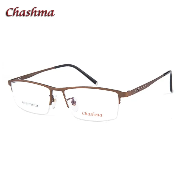 Chashma Ochki Men's Semi Rim Square Titanium Plated Eyeglasses 9912