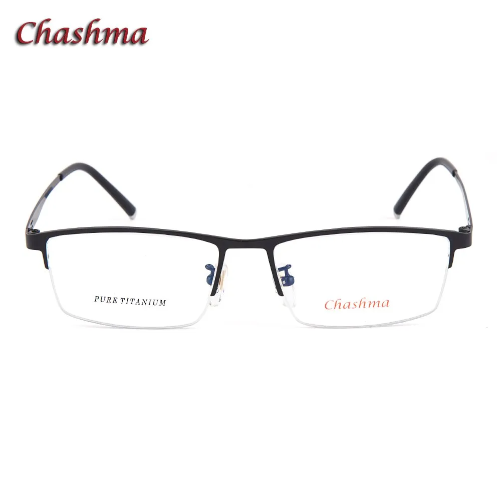 Chashma Ochki Men's Semi Rim Square Titanium Plated Eyeglasses 9912