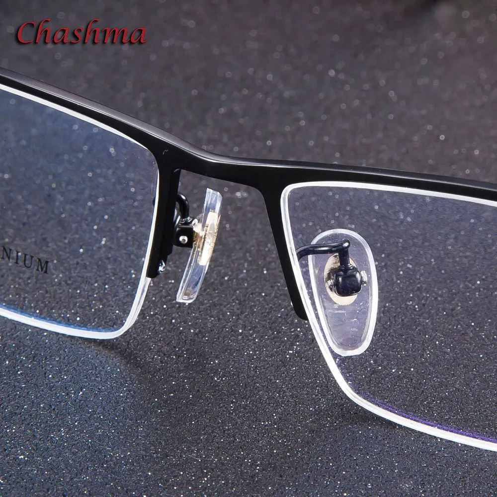 Chashma Ochki Men's Semi Rim Square Titanium Plated Eyeglasses 9912