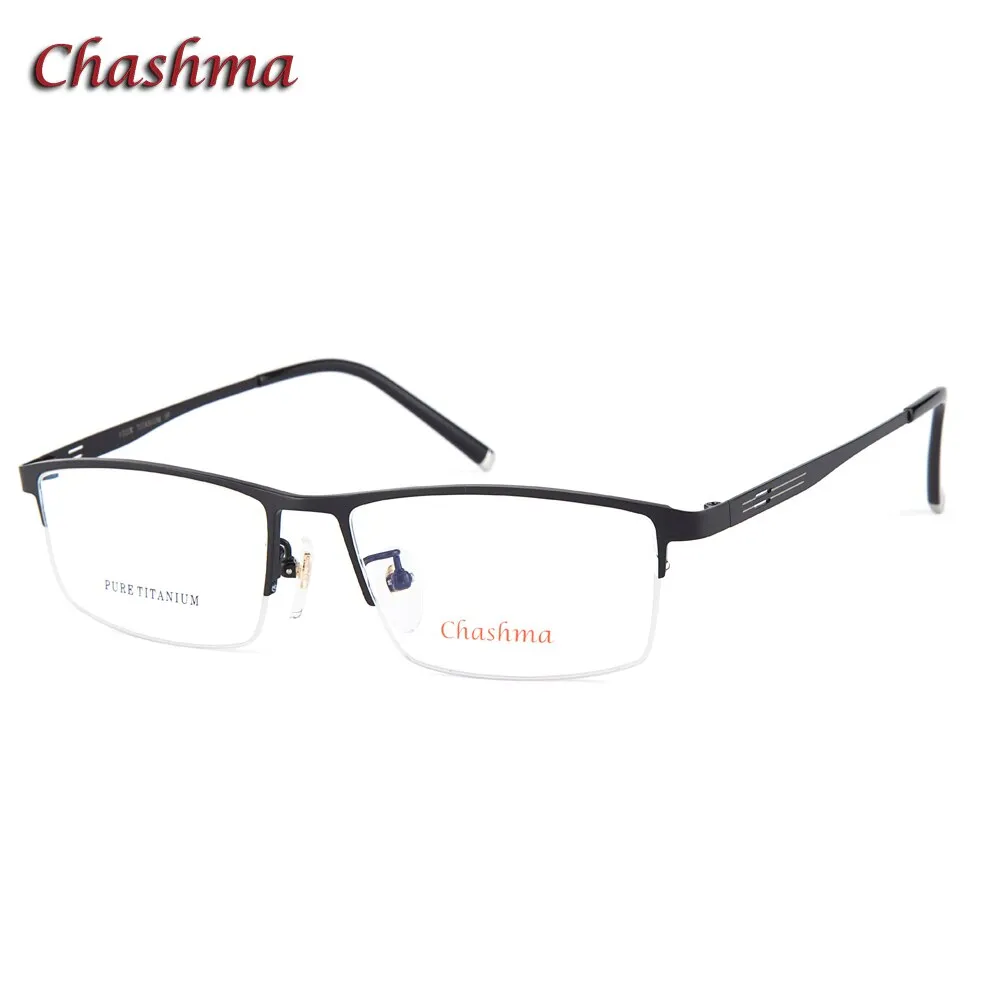 Chashma Ochki Men's Semi Rim Square Titanium Plated Eyeglasses 9912