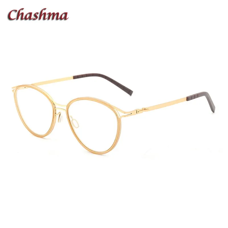 Chashma Ochki Unisex Full Rim Round Acetate Alloy Eyeglasses 8903