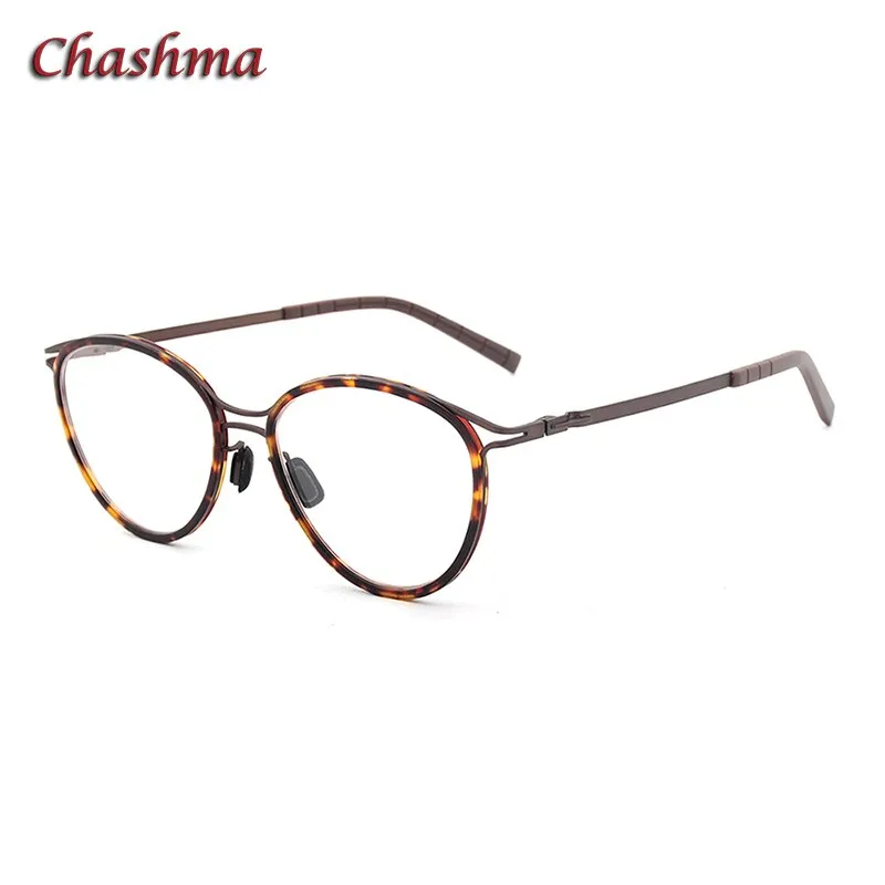 Chashma Ochki Unisex Full Rim Round Acetate Alloy Eyeglasses 8903