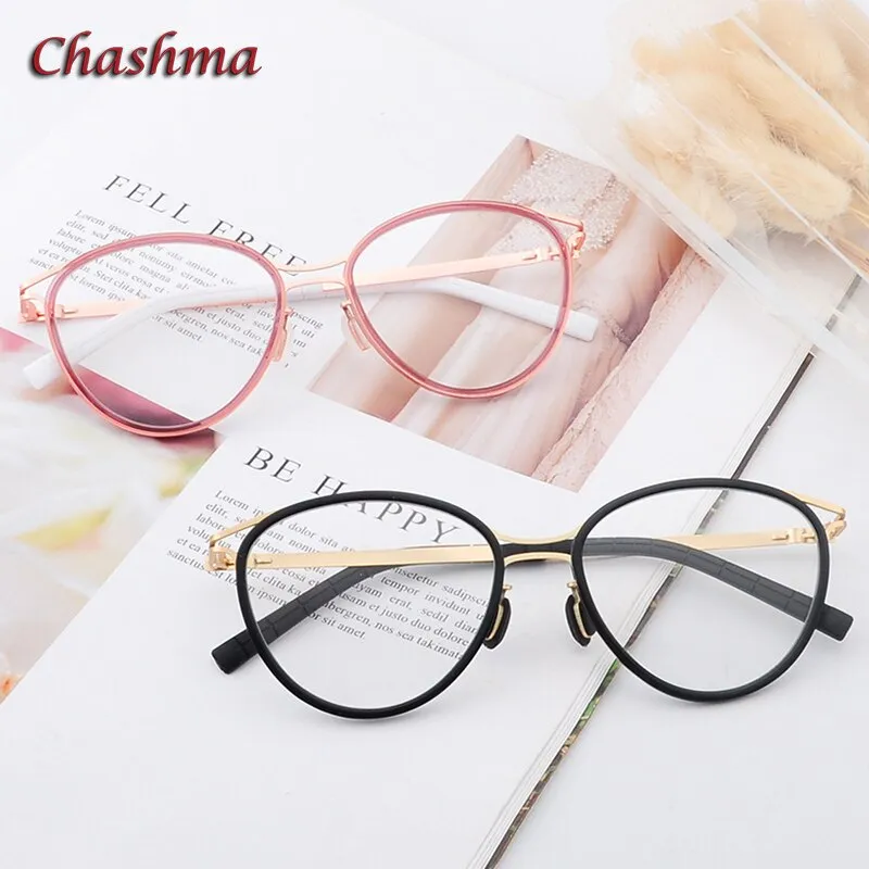 Chashma Ochki Unisex Full Rim Round Acetate Alloy Eyeglasses 8903