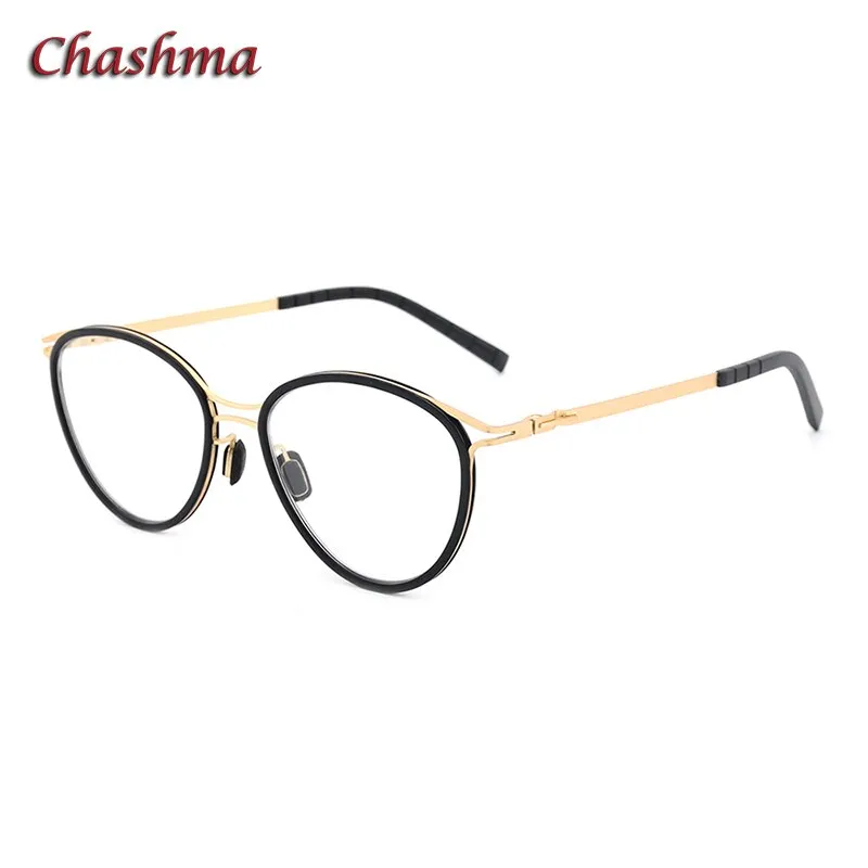 Chashma Ochki Unisex Full Rim Round Acetate Alloy Eyeglasses 8903