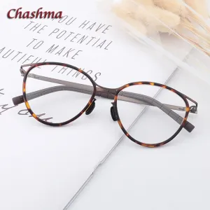 Chashma Ochki Unisex Full Rim Round Acetate Alloy Eyeglasses 8903