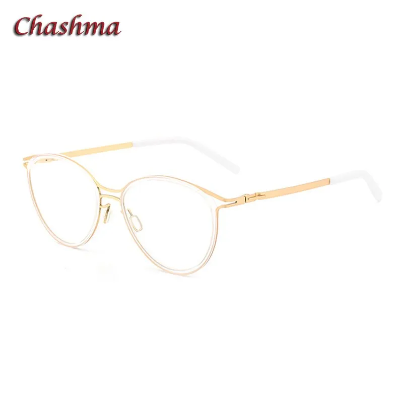 Chashma Ochki Unisex Full Rim Round Acetate Alloy Eyeglasses 8903