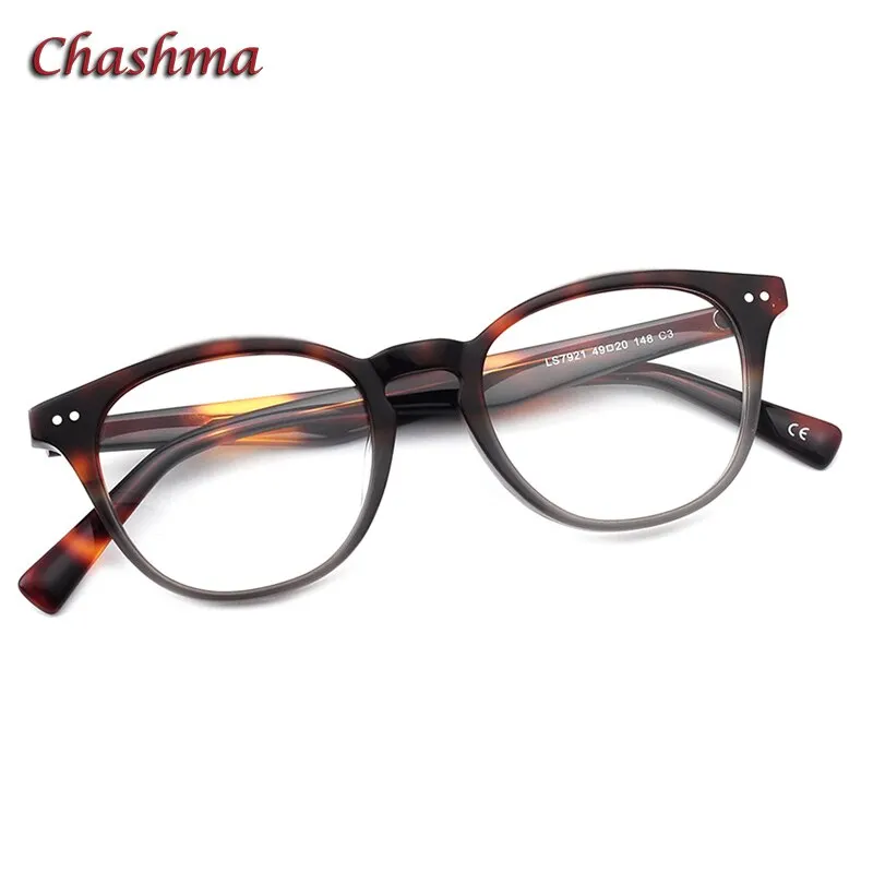 Chashma Ochki Unisex Full Rim Round Square Acetate Eyeglasses 7921