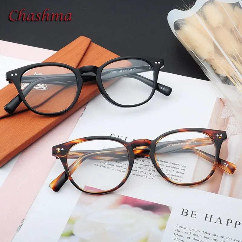 Chashma Ochki Unisex Full Rim Round Square Acetate Eyeglasses 7921