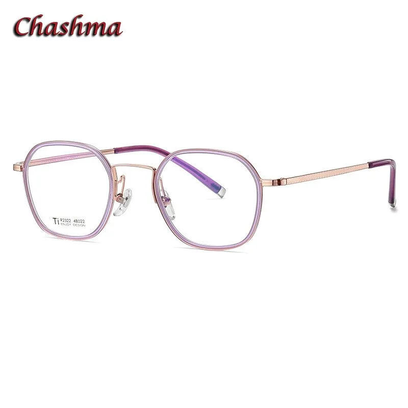 Chashma Ochki Unisex Full Rim Round Square Titanium Acetate Eyeglasses 2322