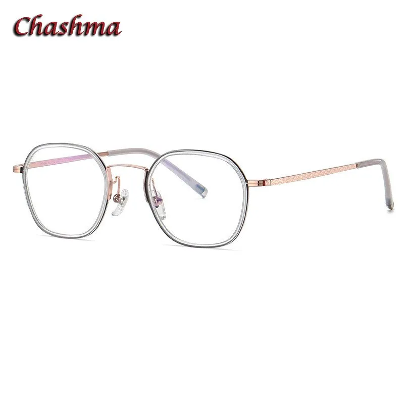 Chashma Ochki Unisex Full Rim Round Square Titanium Acetate Eyeglasses 2322