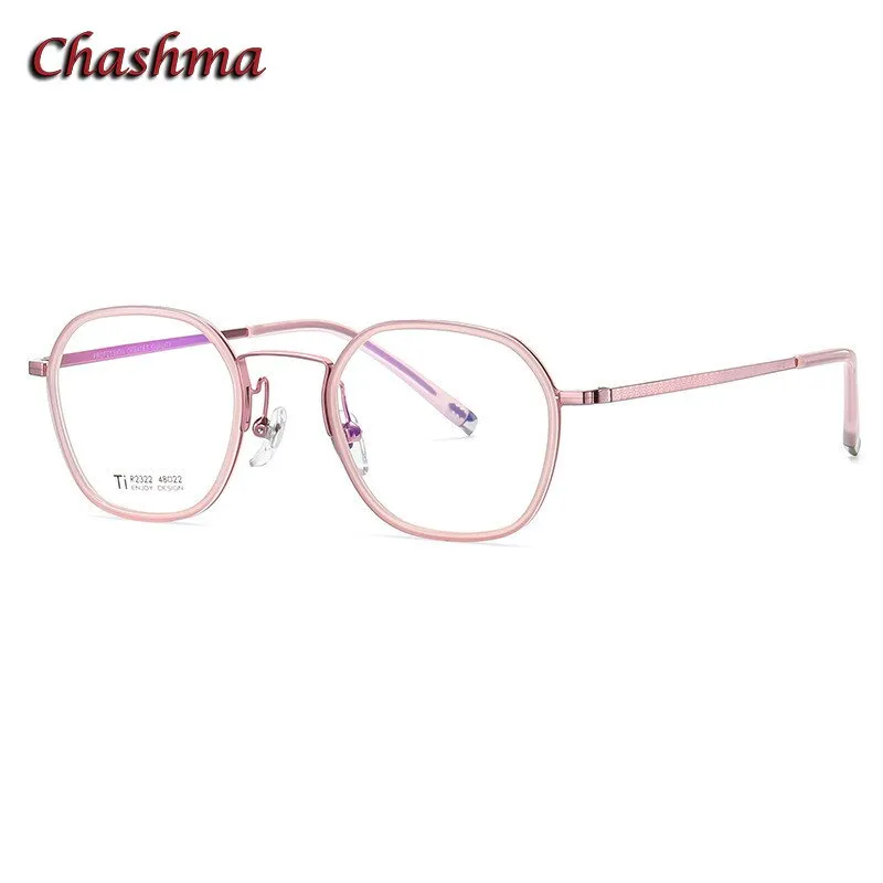 Chashma Ochki Unisex Full Rim Round Square Titanium Acetate Eyeglasses 2322