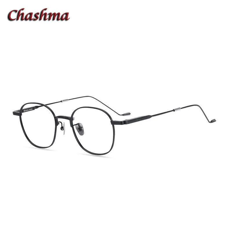 Chashma Ochki Unisex Full Rim Round Square Titanium Eyeglasses 022