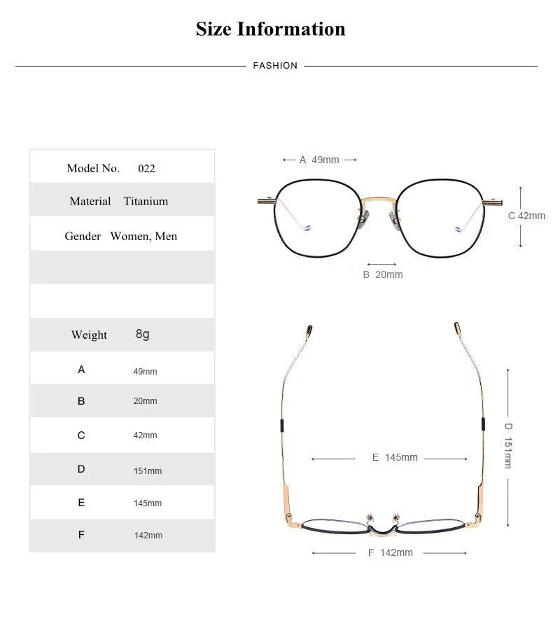 Chashma Ochki Unisex Full Rim Round Square Titanium Eyeglasses 022