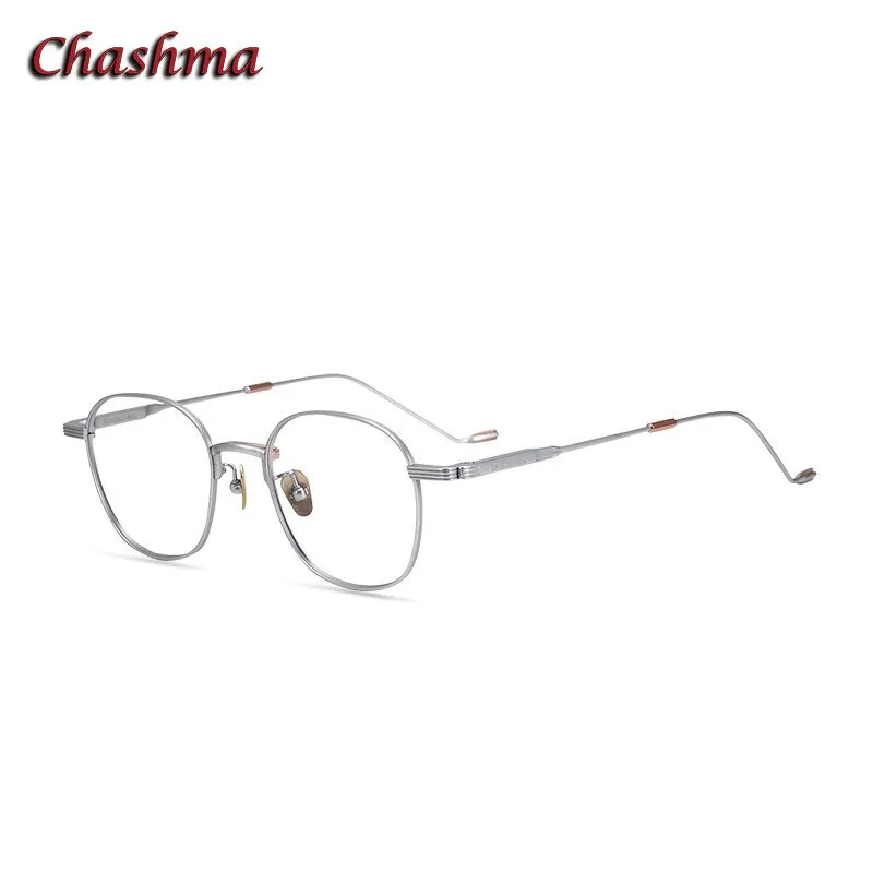 Chashma Ochki Unisex Full Rim Round Square Titanium Eyeglasses 022