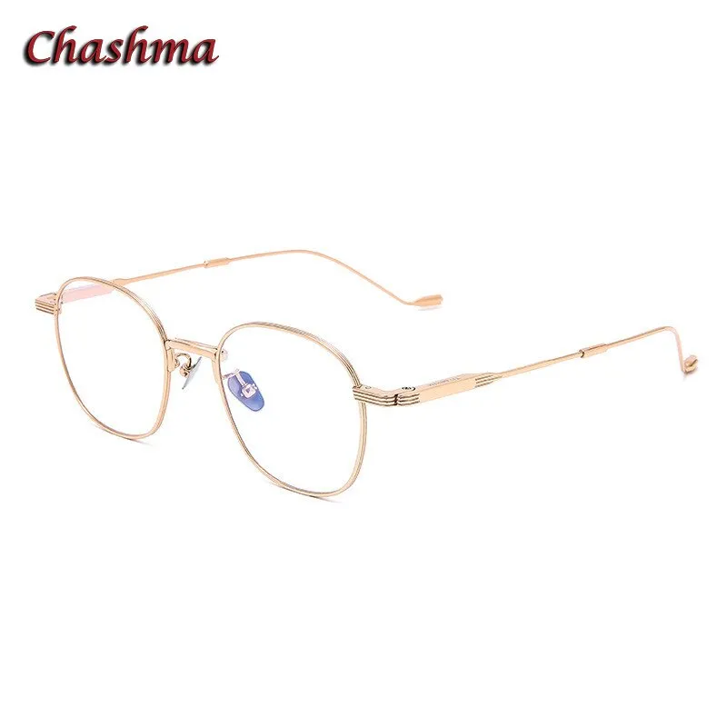 Chashma Ochki Unisex Full Rim Round Square Titanium Eyeglasses 022