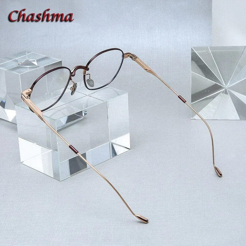 Chashma Ochki Unisex Full Rim Round Square Titanium Eyeglasses 022