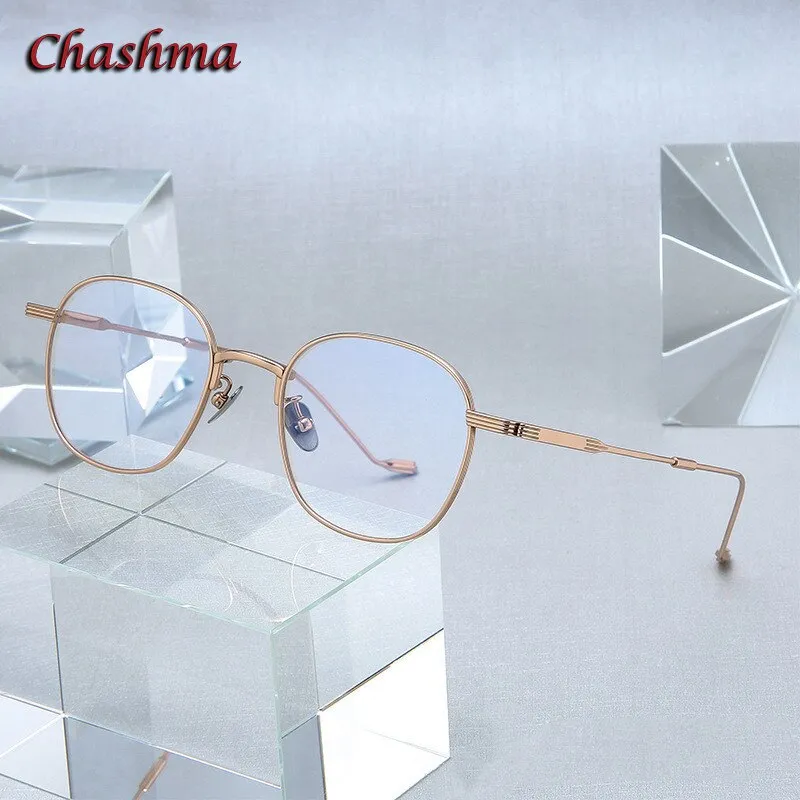 Chashma Ochki Unisex Full Rim Round Square Titanium Eyeglasses 022