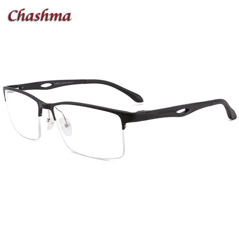 Chashma Ochki Unisex Large Semi Rim Square Aluminum Magnesium Sport Eyeglasses 6323