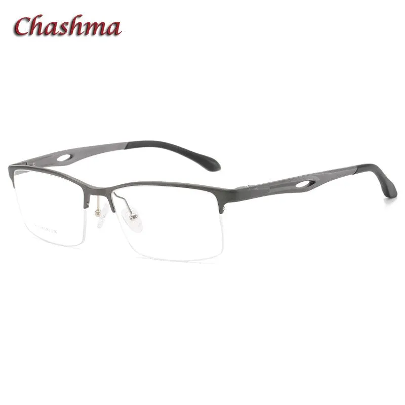 Chashma Ochki Unisex Large Semi Rim Square Aluminum Magnesium Sport Eyeglasses 6323