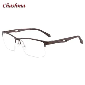 Chashma Ochki Unisex Large Semi Rim Square Aluminum Magnesium Sport Eyeglasses 6323