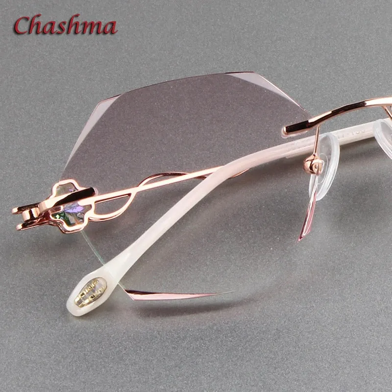 Chashma Ochki Unisex Rimless Round Titanium Eyeglasses Tinted Lenses 88050