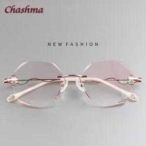 Chashma Ochki Unisex Rimless Round Titanium Eyeglasses Tinted Lenses 88050