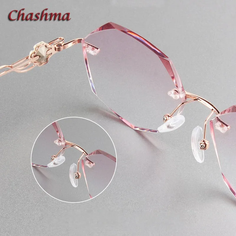 Chashma Ochki Unisex Rimless Round Titanium Eyeglasses Tinted Lenses 88050