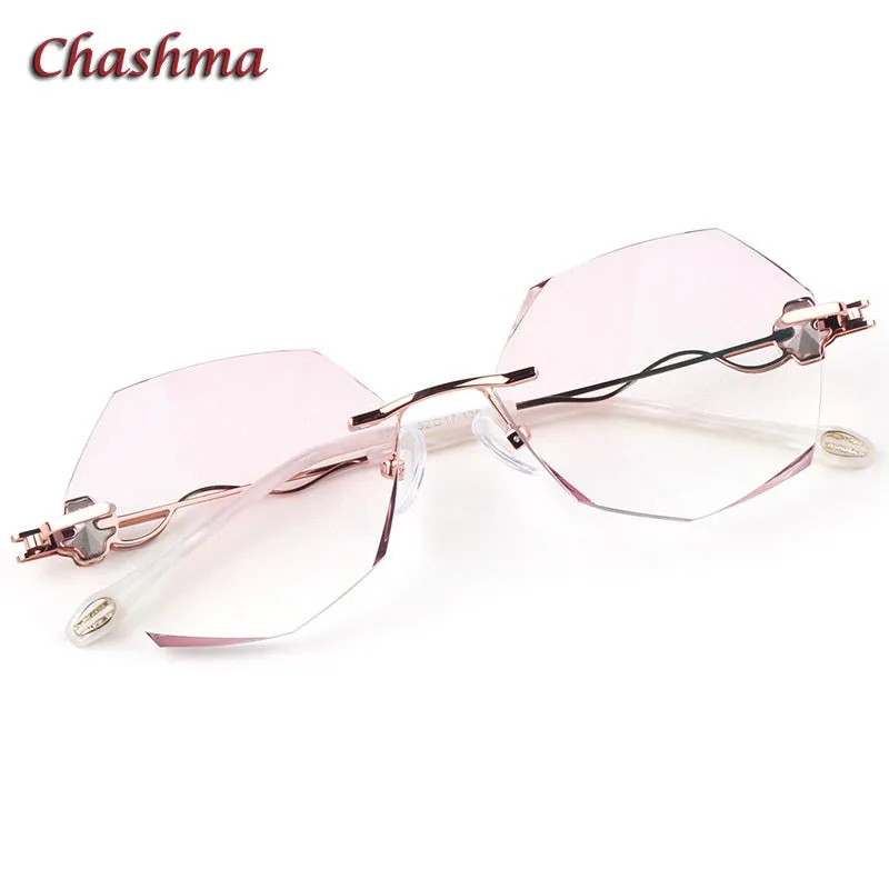 Chashma Ochki Unisex Rimless Round Titanium Eyeglasses Tinted Lenses 88050