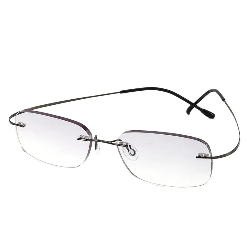 Chashma Ochki Unisex Rimless Square Titanium Tinted Lens Eyeglasses 60741