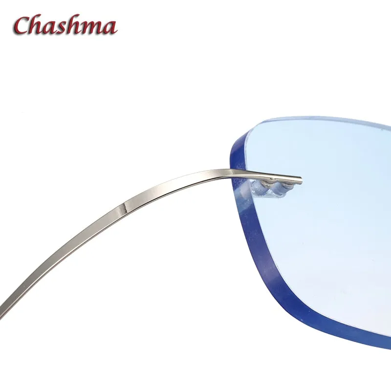 Chashma Ochki Unisex Rimless Square Titanium Tinted Lens Eyeglasses 60741