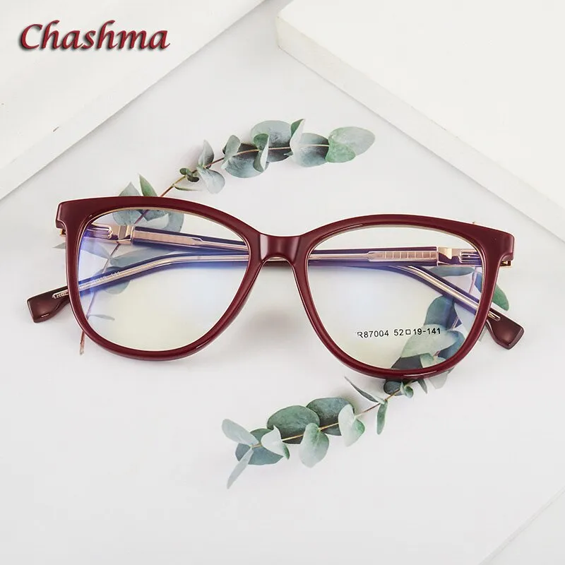 Chashma Ochki Women's Full Rim Square Tr90 Titanium Eyeglasses 87004