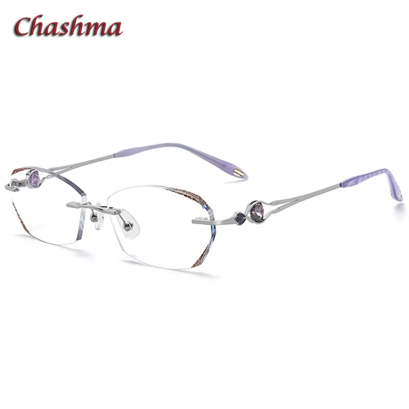 Chashma Ochki Women's Rimless Oval Rectangle Titanium Eyeglasses 52006