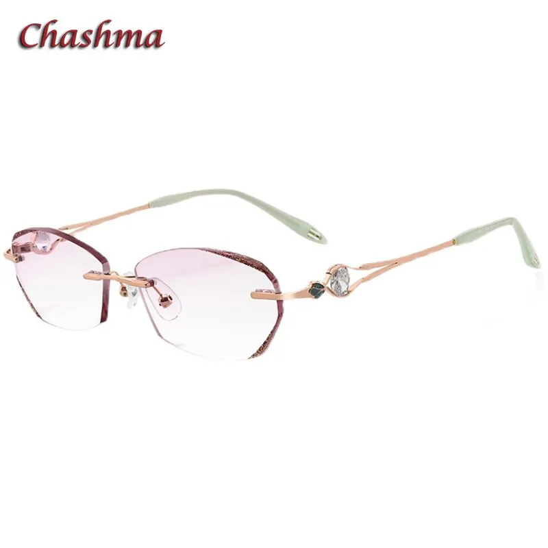 Chashma Ochki Women's Rimless Oval Rectangle Titanium Eyeglasses 52006