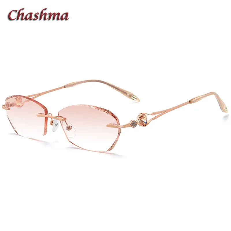 Chashma Ochki Women's Rimless Oval Rectangle Titanium Eyeglasses 52006