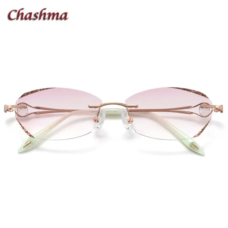 Chashma Ochki Women's Rimless Oval Rectangle Titanium Eyeglasses 52006