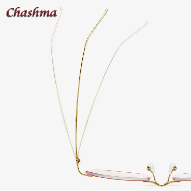 Chashma Ochki Women's Rimless Oversized Square Titanium Eyeglasses 63219 Tinted