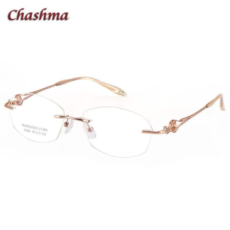 Chashma Ochki Women's Rimless Rectangle Titanium Alloy Eyeglasses 52006