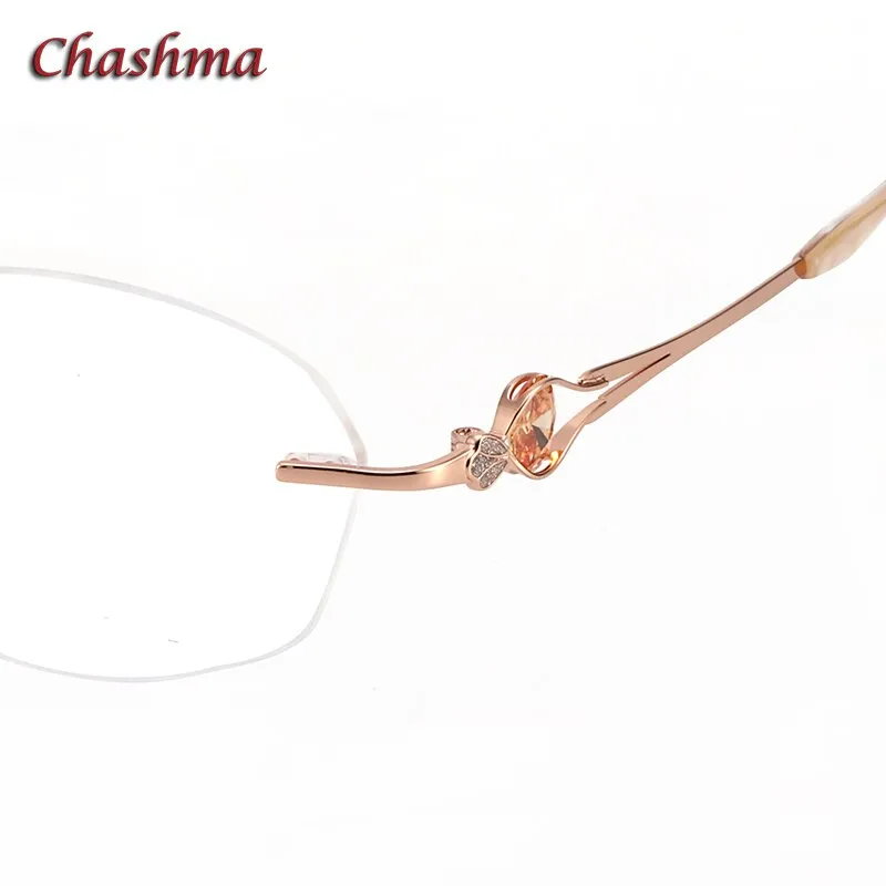 Chashma Ochki Women's Rimless Rectangle Titanium Alloy Eyeglasses 52006