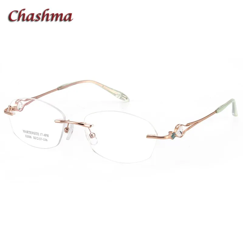 Chashma Ochki Women's Rimless Rectangle Titanium Alloy Eyeglasses 52006