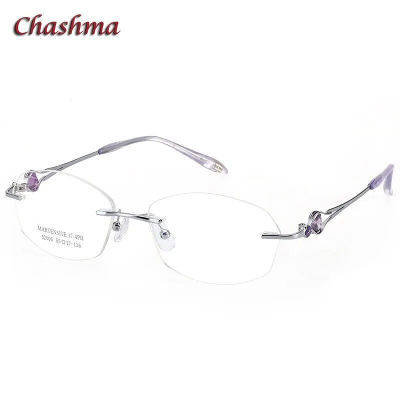 Chashma Ochki Women's Rimless Rectangle Titanium Alloy Eyeglasses 52006