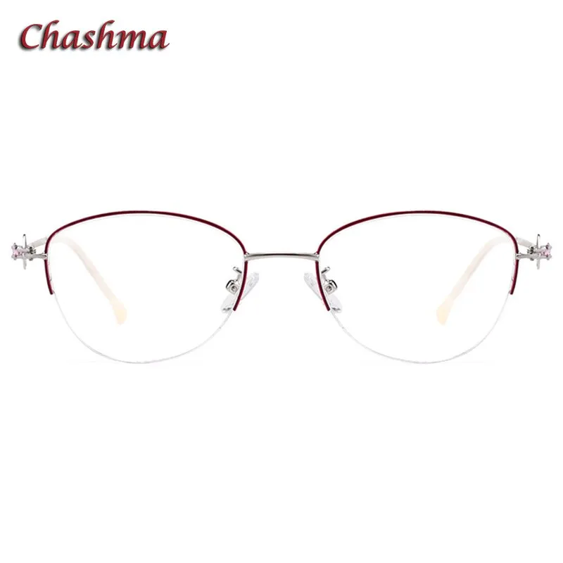 Chashma Ochki Women's Semi Rim Square Cat Eye Stainless Steel Eyeglasses 8025