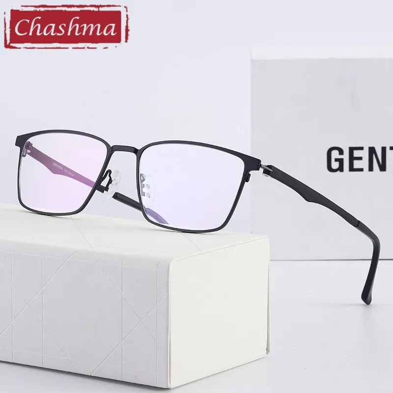 Chashma Ottica Men's Full Rim Large Square Stainless Steel Eyeglasses 9410