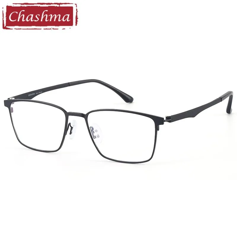 Chashma Ottica Men's Full Rim Large Square Stainless Steel Eyeglasses 9410